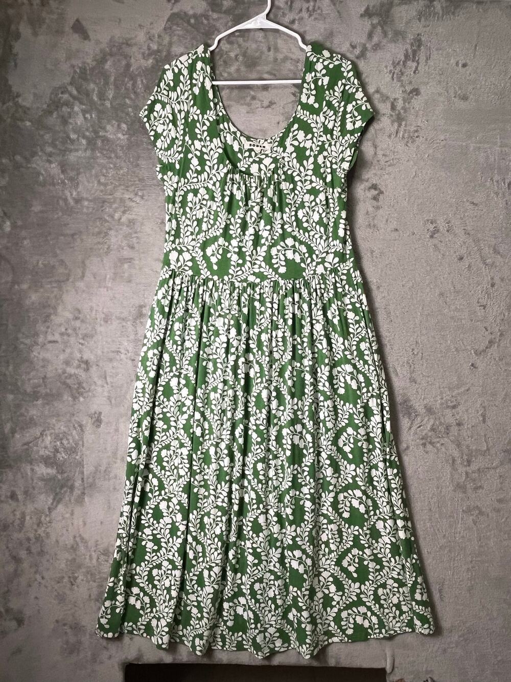 Boden Floral Cap Sleeve Midi Dress Retro Cottagecore Garden Party Feminine US 14